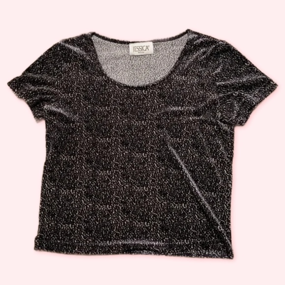 Vintage Gray Velvet Leopard Shirt Medium Jessica Petites - Picture 1 of 5